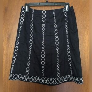 Ann Taylor Navy Blue Skirt with Silver Embroidery Classic Business